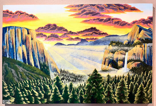 God&#39;s Vacation Spot, Acrylic on 24x36 in Stretched Canvas, 2024