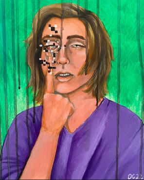 Glitching, Acrylic on 11x14 Stretched Canvas, 2022