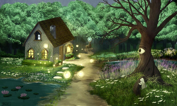 The Witches Cottage, Digital Painting, 2023