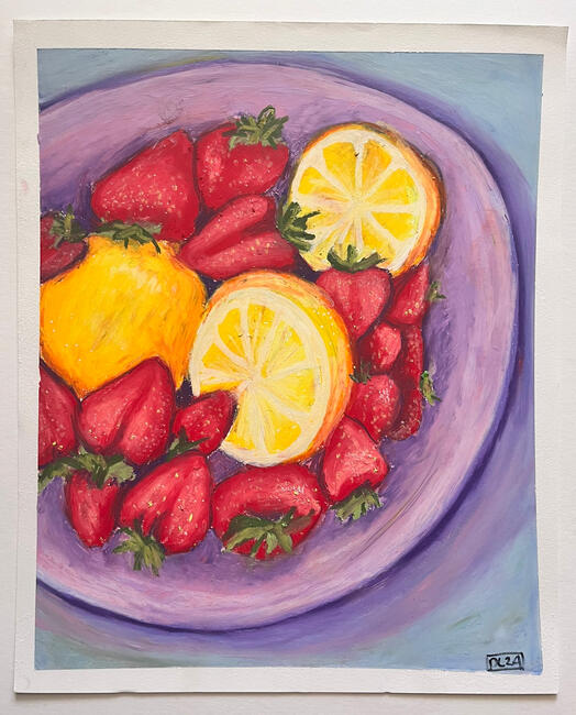 Summer Fruit - Original Oil Pastel Drawing - 11x14 - 800$